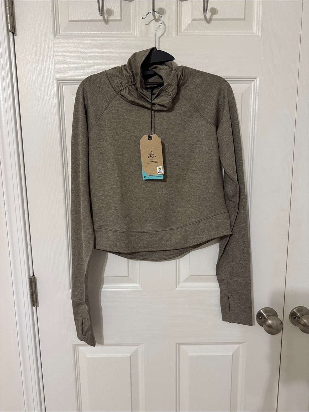 Prana Women's Cropped Pullover Zawn Top  in Olive Taupe